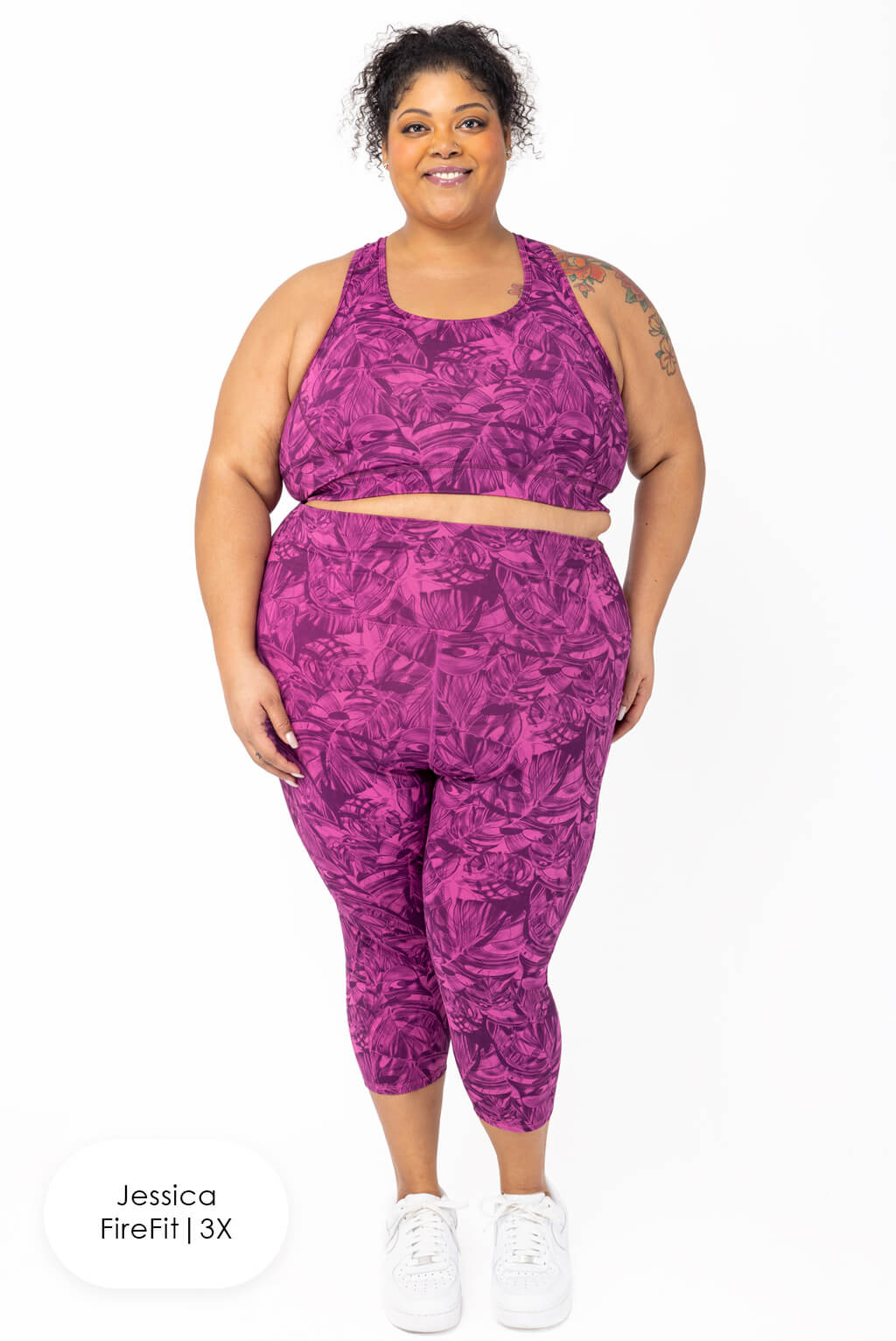 plus size capri leggings with pockets and compression, front